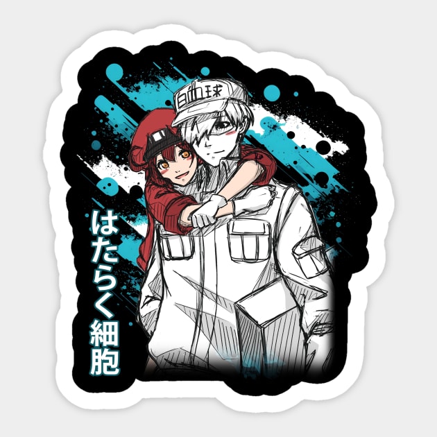 Retro White & Red Blood Cell Comedy Japanese Anime Sticker by QuickMart